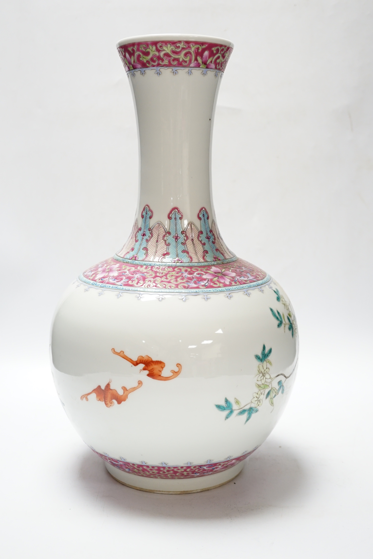 A Chinese famille rose bottle vase, 39cm